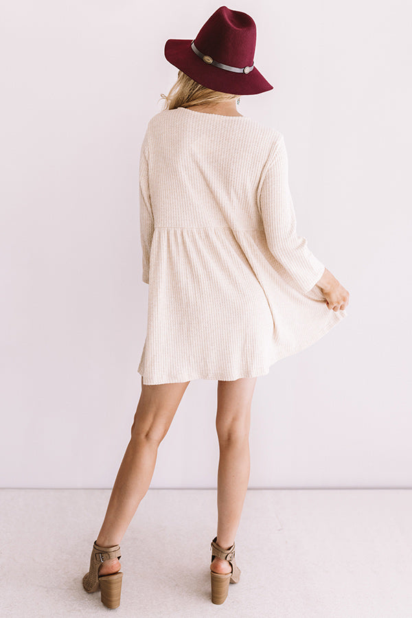 Bring On The Lattes Babydoll Tunic Dress In Cream Image - 4