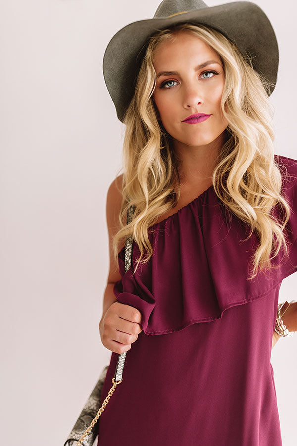 Spotted In The Stadium Shift Dress in Maroon Image - 3