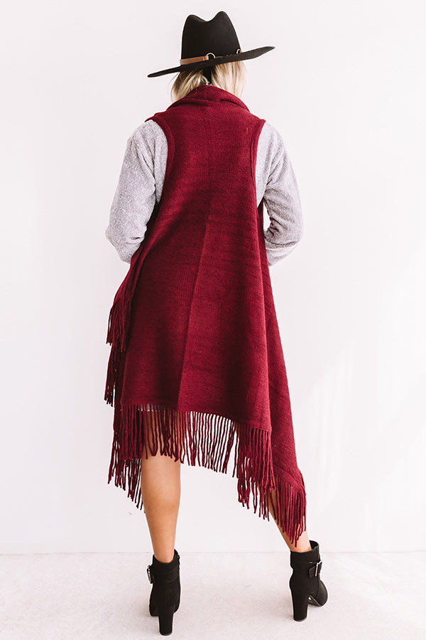 Fallin' For Autumn Fringe Vest In Windsor Wine Image - 4