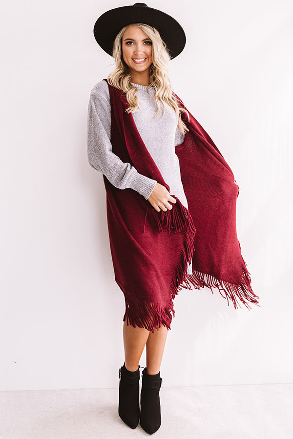Fallin' For Autumn Fringe Vest In Windsor Wine Image - 2