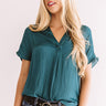 Meant For Martinis Satin Top In Teal Image - 1