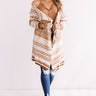 Hello Fall Knit Stripe Cardigan in Warm Taupe Image - 1
