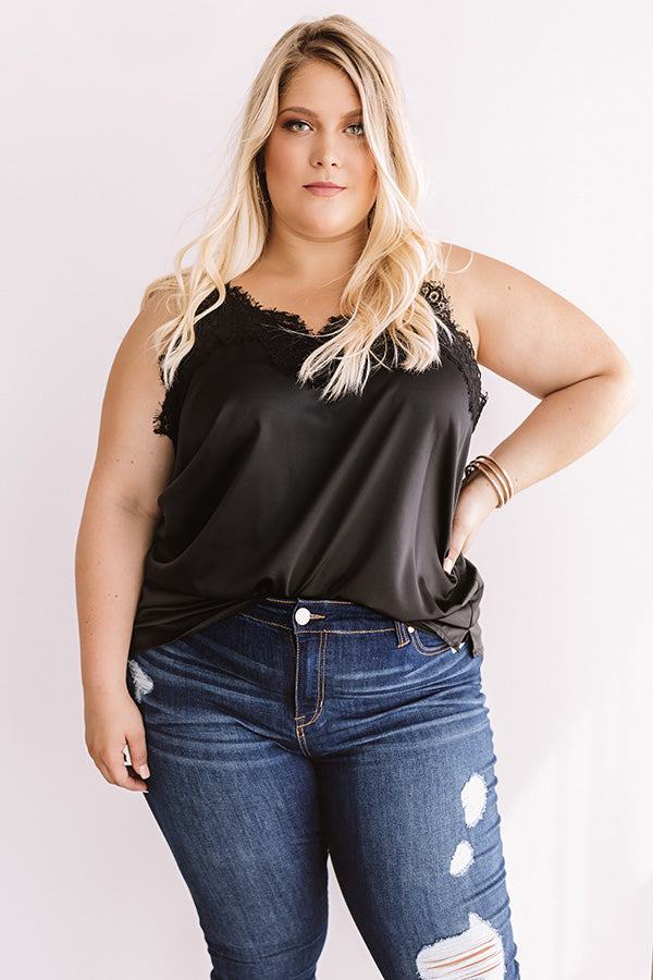 Center Stage Spotlight Lace Tank In Black Curves Image - 1