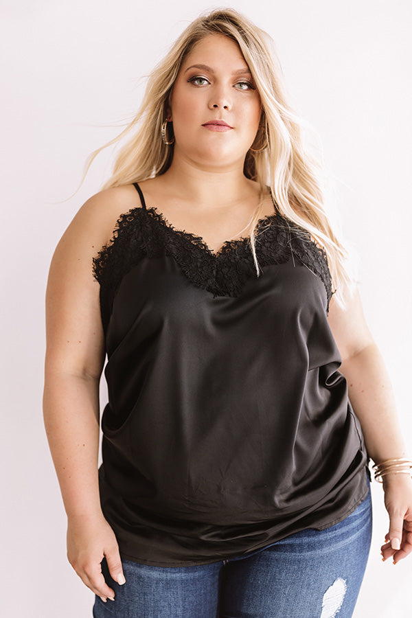 Center Stage Spotlight Lace Tank In Black Curves Image - 1