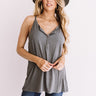 Party Perfection Ribbed Henley Tank In Light Slate Image - 1