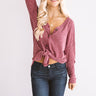 Social Debut Button Up Top In Wine Image - 1