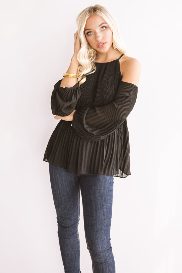 Gather Together Pleated Top In Black Image - 2