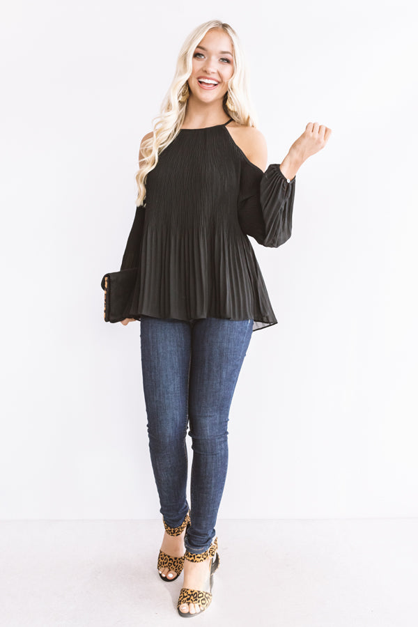 Gather Together Pleated Top In Black Image - 1