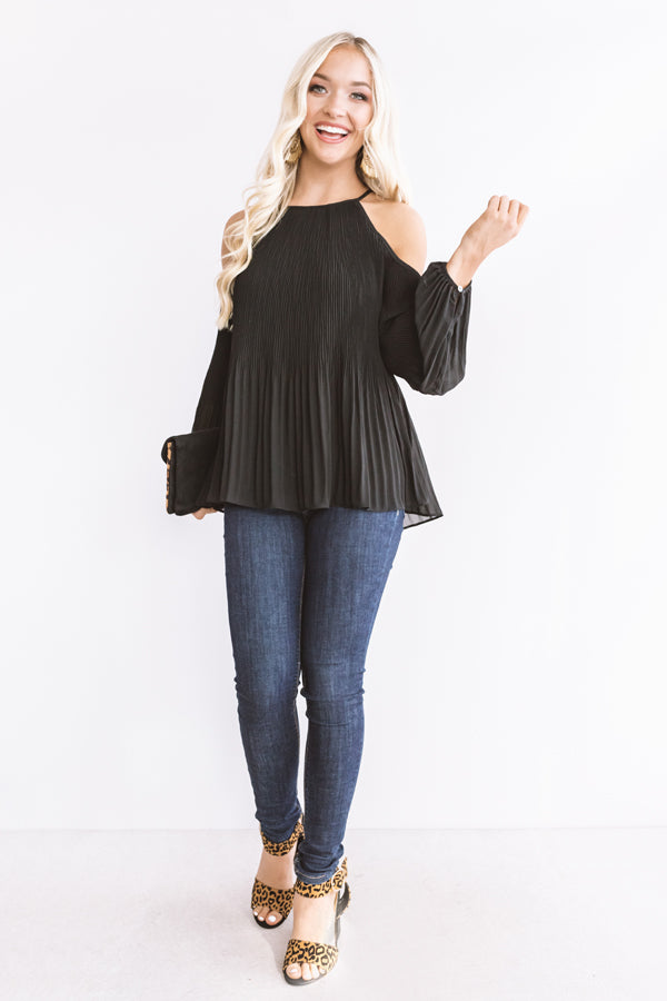 Gather Together Pleated Top In Black