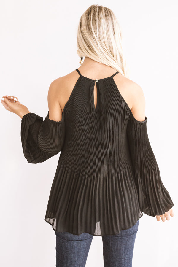 Gather Together Pleated Top In Black Image - 5