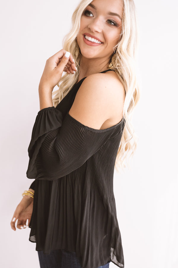 Gather Together Pleated Top In Black Image - 3