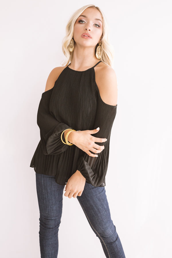 Gather Together Pleated Top In Black Image - 4