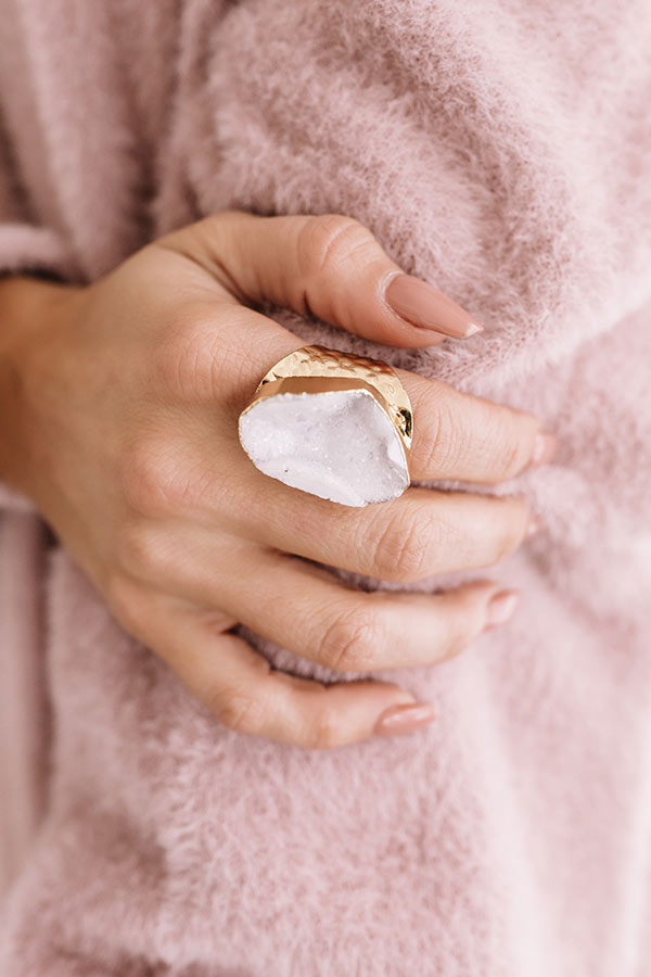 Chic Sway Druzy Ring In White Image - 1