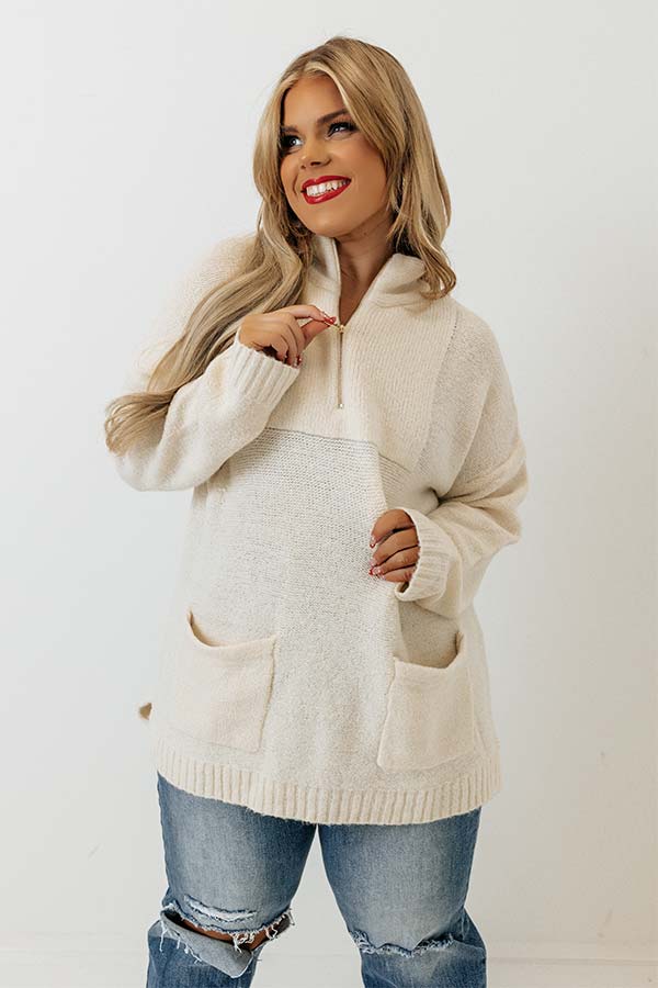 Pumpkin Spicy Knit Pullover In Cream Curves