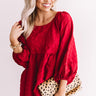 Effortlessly Charming Babydoll Top In Crimson Image - 1