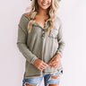 Just Dream Waffle Knit Top In Sage Image - 1