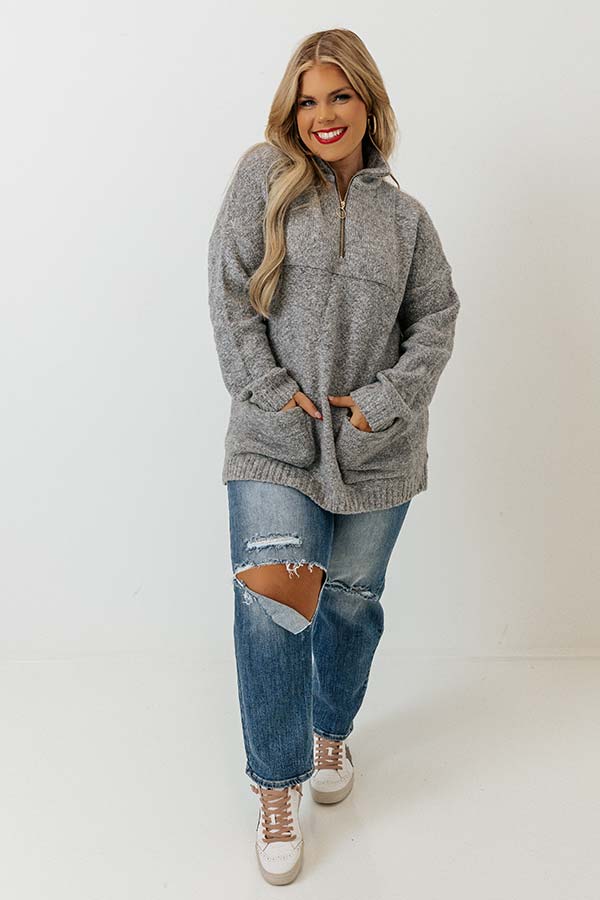 Pumpkin Spicy Knit Pullover In Grey Curves