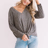 Social Debut Button Up Top In Dark Grey Image - 1