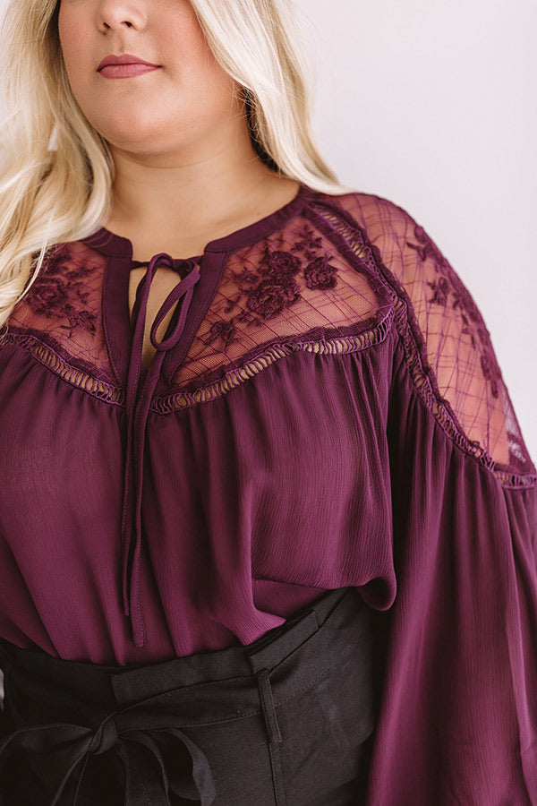 Seriously Smitten Lace Shift Top In Windsor Wine Curves Image - 2