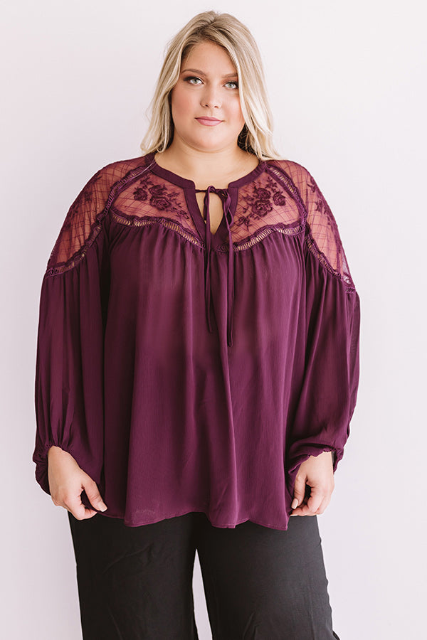 Seriously Smitten Lace Shift Top In Windsor Wine Curves Image - 3