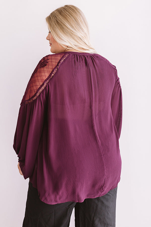 Seriously Smitten Lace Shift Top In Windsor Wine Curves Image - 5
