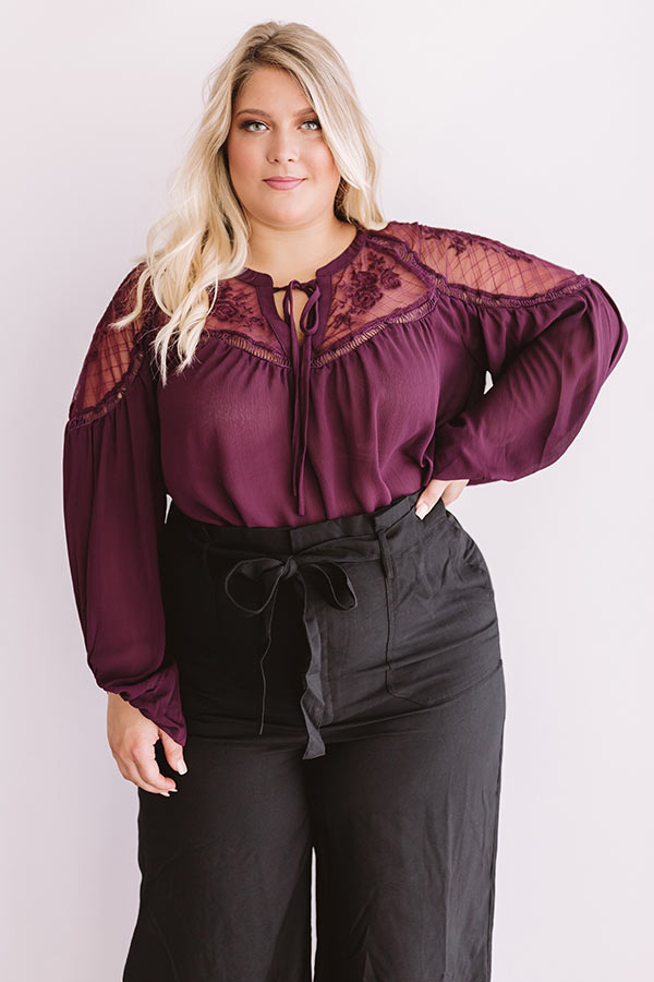 Seriously Smitten Lace Shift Top In Windsor Wine Curves Image - 1