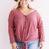 Social Debut Button Up Top In Wine Curves Image - 1
