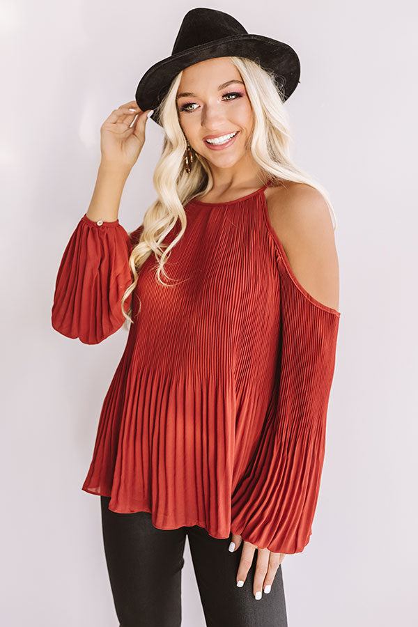 Gather Together Pleated Top In Rust