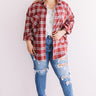 California Campfire Plaid Top In Wine  Curves Image - 1