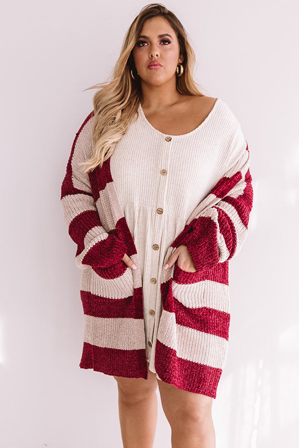 Sweetest Of All Stripe Chenille Cardigan Curves Image - 2