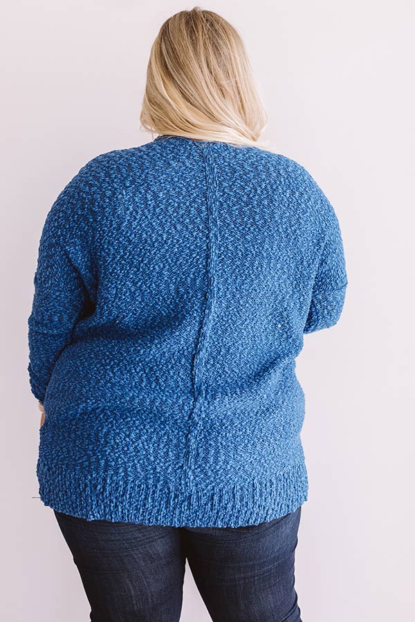 Jetsetter Popcorn Knit Cardigan In Autumn Sky Curves Image - 3