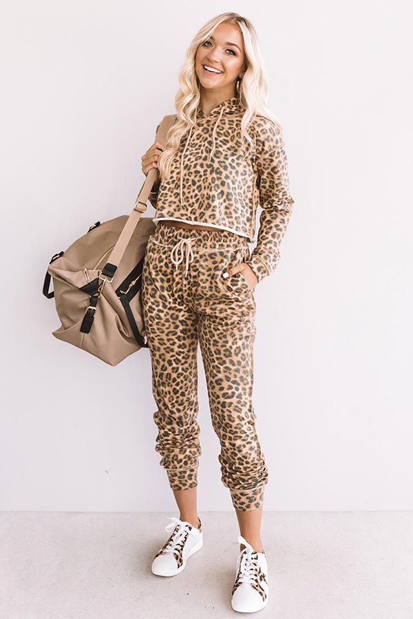 Weekend Thrills Leopard Crop Hoodie Image - 2