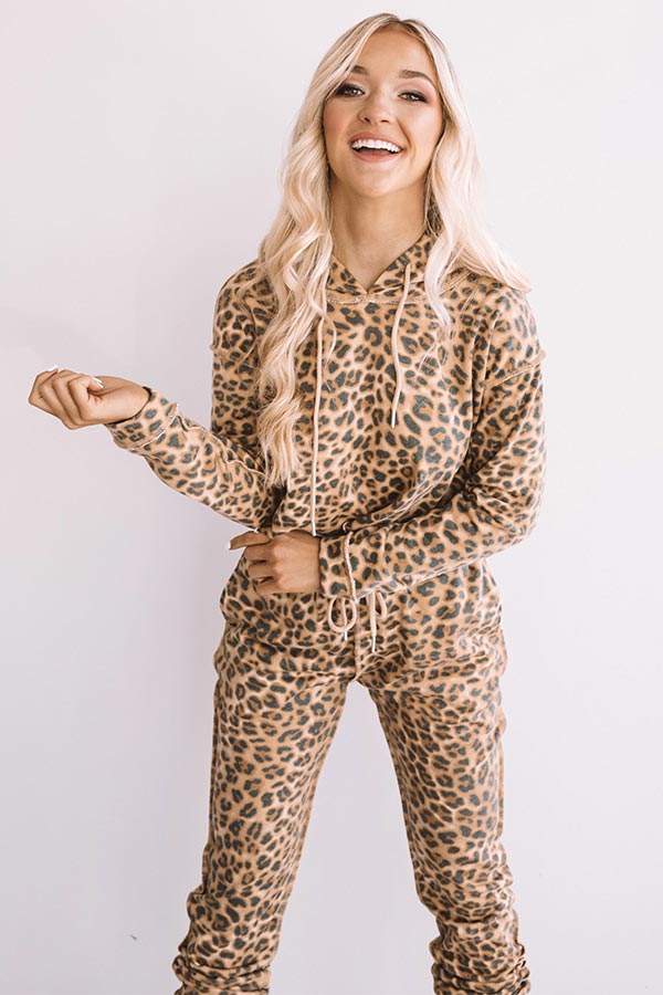 Weekend Thrills Leopard Crop Hoodie Image - 5