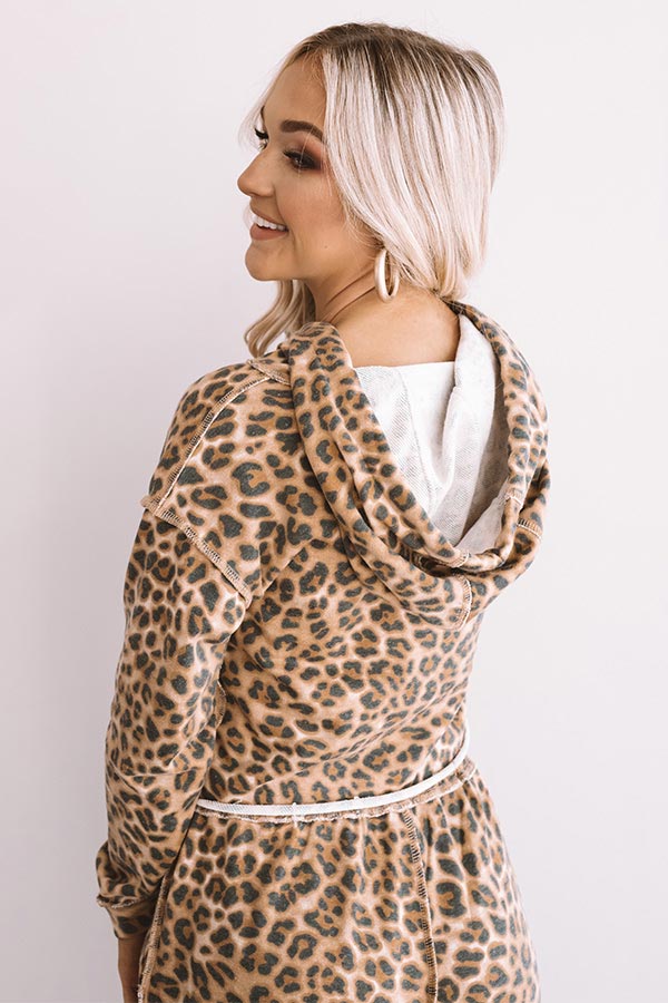 Weekend Thrills Leopard Crop Hoodie Image - 4