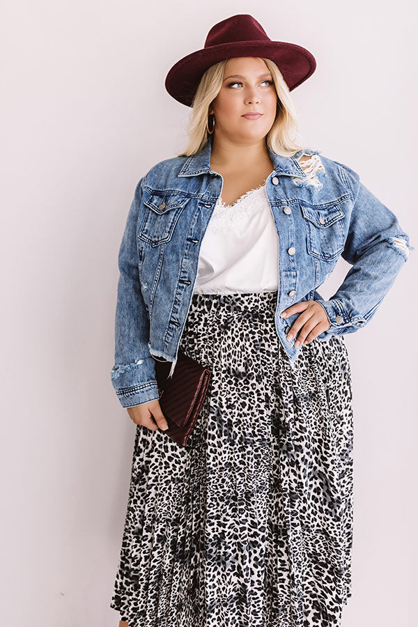 The Danielle Distressed Denim Jacket Curves Image - 1