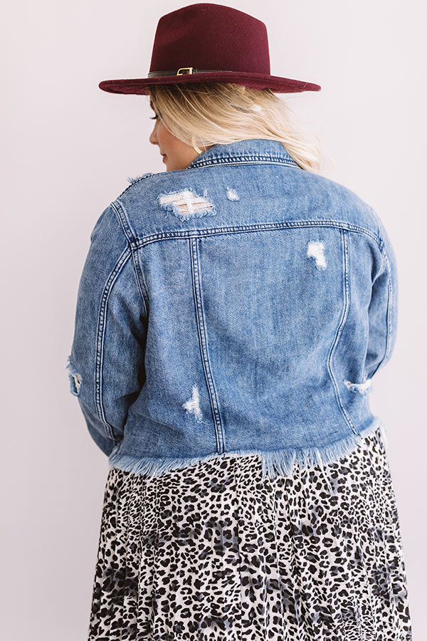 The Danielle Distressed Denim Jacket Curves Image - 5