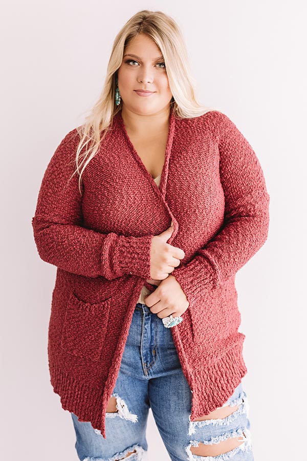 Jetsetter Popcorn Knit Cardigan In Rose Curves Image - 5