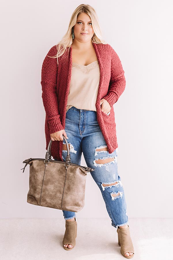 Jetsetter Popcorn Knit Cardigan In Rose Curves Image - 4