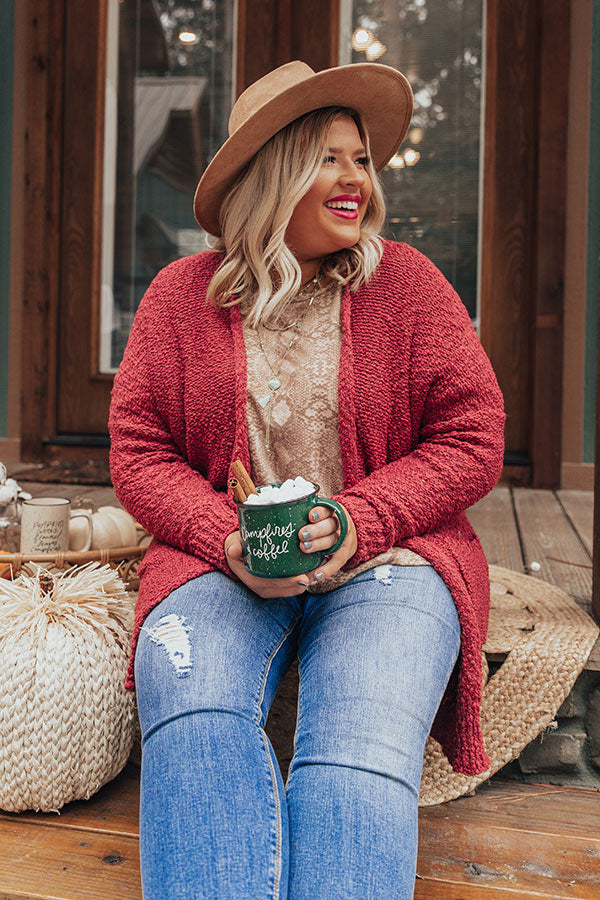 Jetsetter Popcorn Knit Cardigan In Rose Curves Image - 1