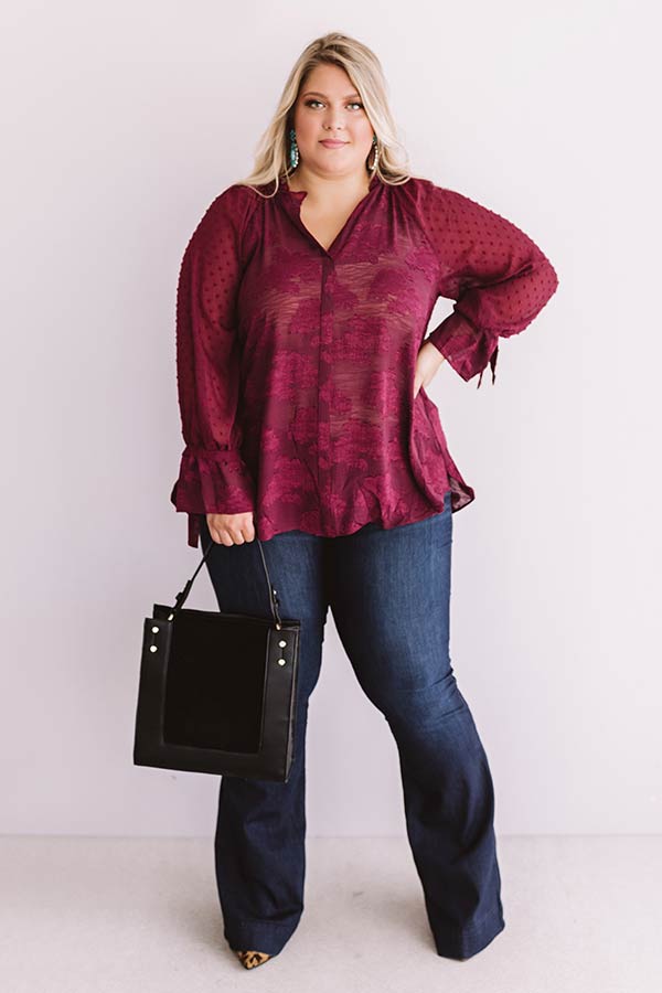 A Dozen Roses Shift Top In Wine Curves Image - 3