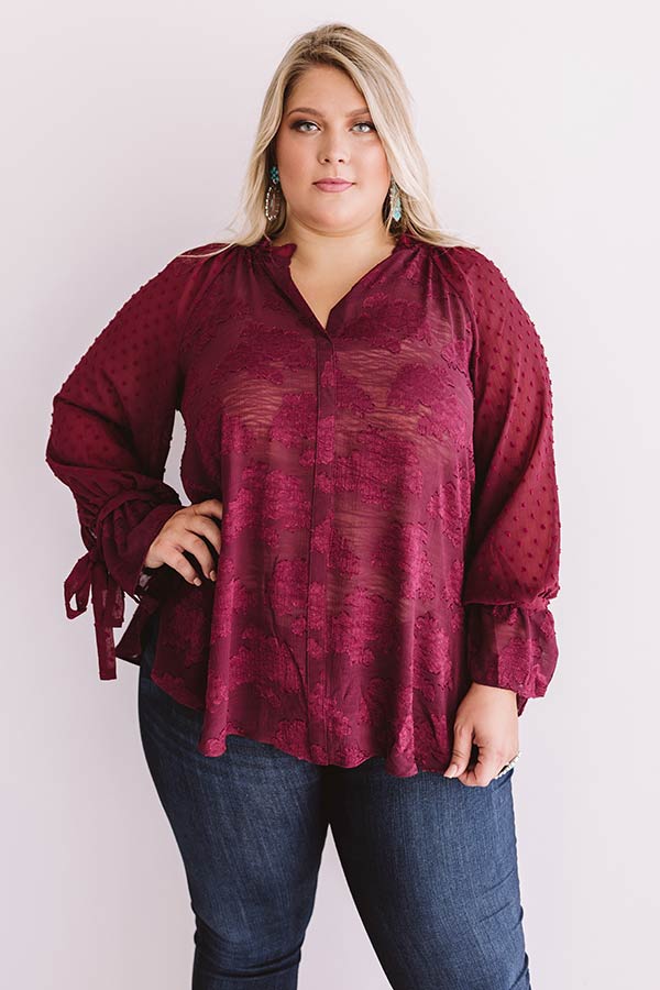 A Dozen Roses Shift Top In Wine Curves Image - 1