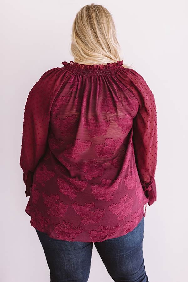 A Dozen Roses Shift Top In Wine Curves Image - 4