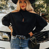 Sweet Embrace Cold Shoulder Sweater In Black Image - 1