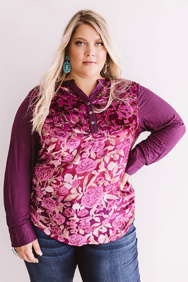 Coming Up Roses Velvet Burnout Shift Top Curves Image - 2