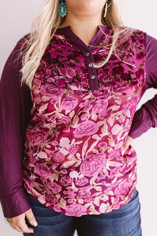 Coming Up Roses Velvet Burnout Shift Top Curves Image - 4