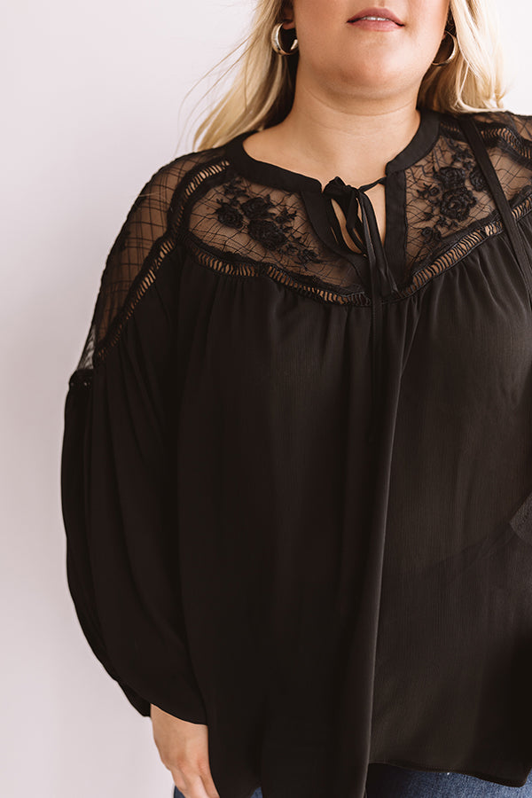 Seriously Smitten Lace Shift Top In Black Curves Image - 3