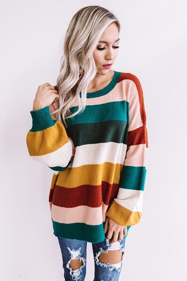 Pop Of Color Stripe Sweater In Emerald Image - 1