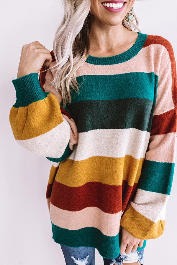 Pop Of Color Stripe Sweater In Emerald Image - 1