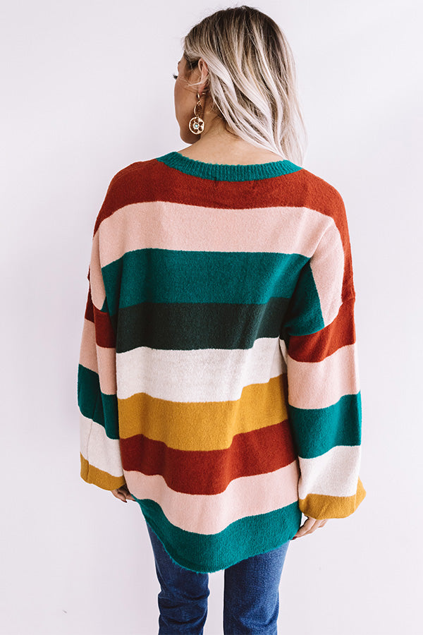 Pop Of Color Stripe Sweater In Emerald Image - 1