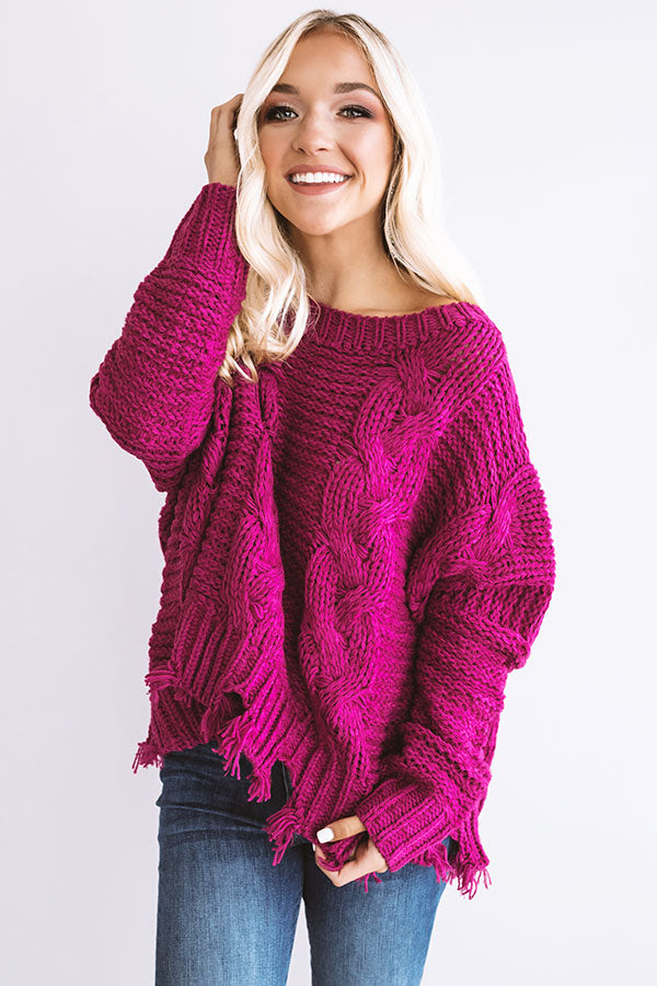 Blessed And Obsessed Cable Knit Sweater Image - 1